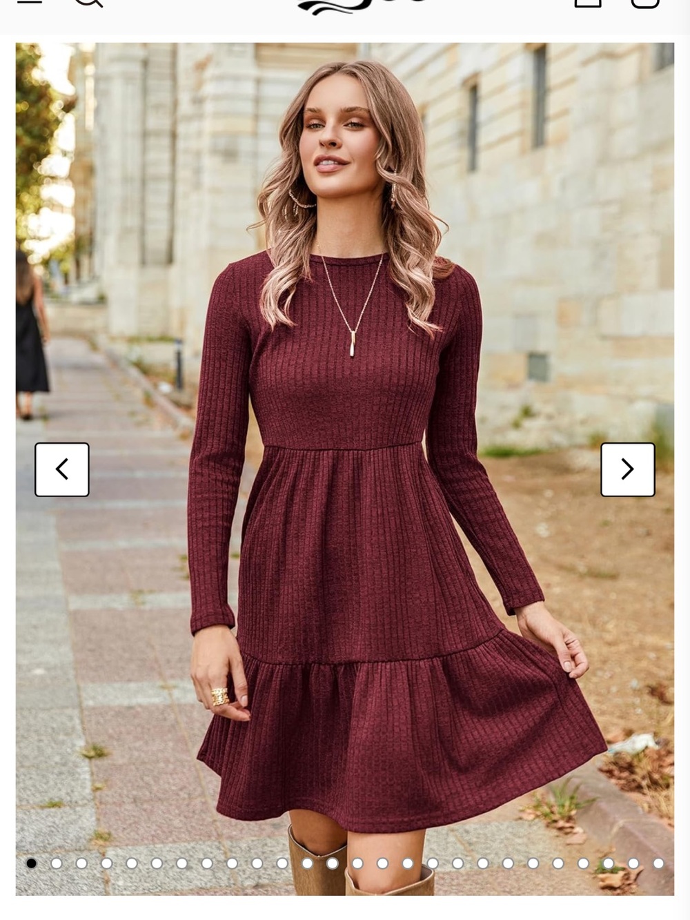 zeagoo Girls Long-Sleeve Burgundy Knit Ruffled Hem Dress